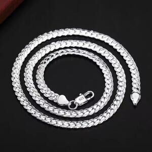 925 Silver Cuban Snake Chain Set 5mm Necklace Bracelet BOHO Fashion Birthday NEW